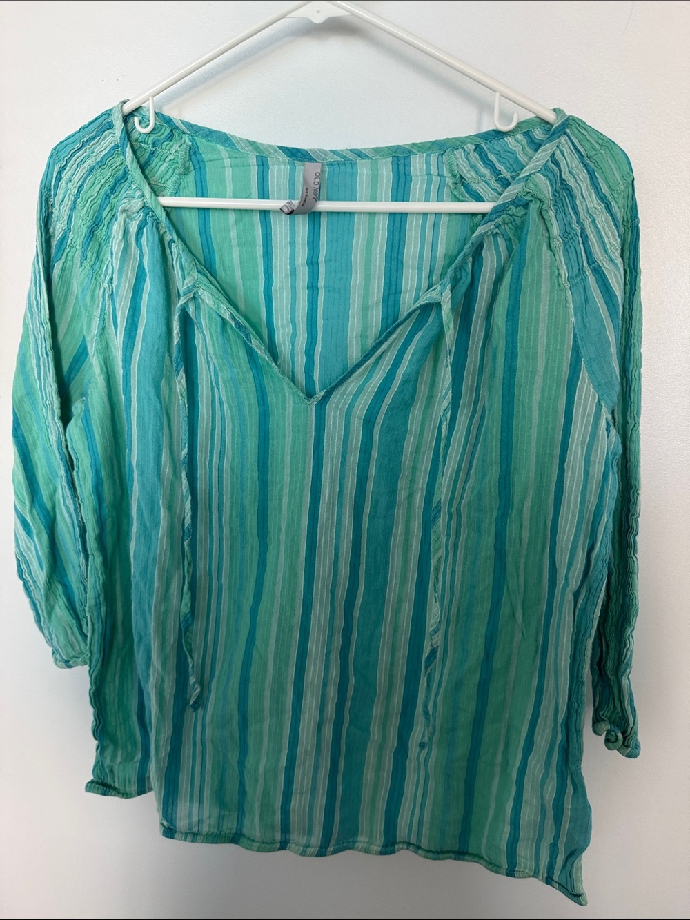 Old Navy Striped V-Neck Tunic in Teal and Aqua